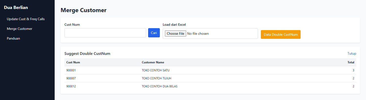 Daftar Cust Num yang punya lebih dari satu customer.